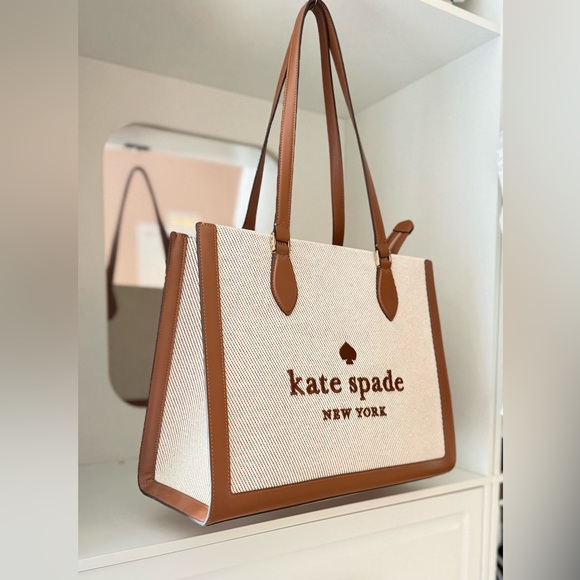 kate spade Handbags - Kate Spade Ellie Large Canvas & Leather
Tote - Warm Gingerbread - NWOT